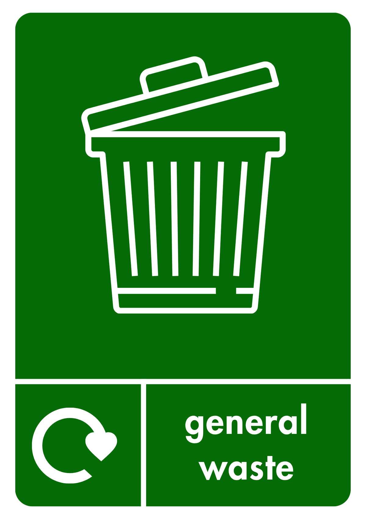 A5 Dark Green General Waste Sticker