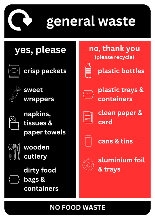Detailed A4 General Waste Recycling Sticker