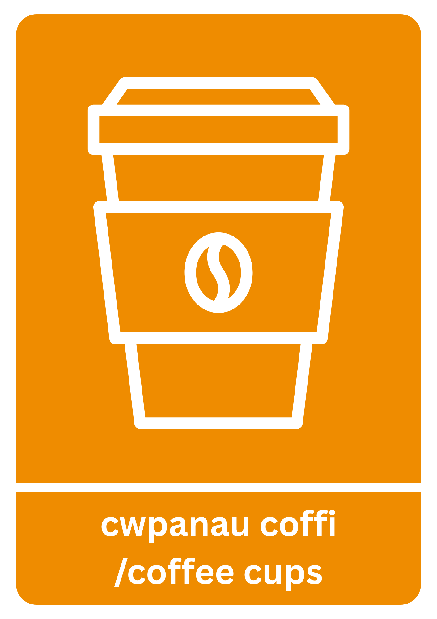 Sticer Cwpanau Coffi Dwyieithog A5