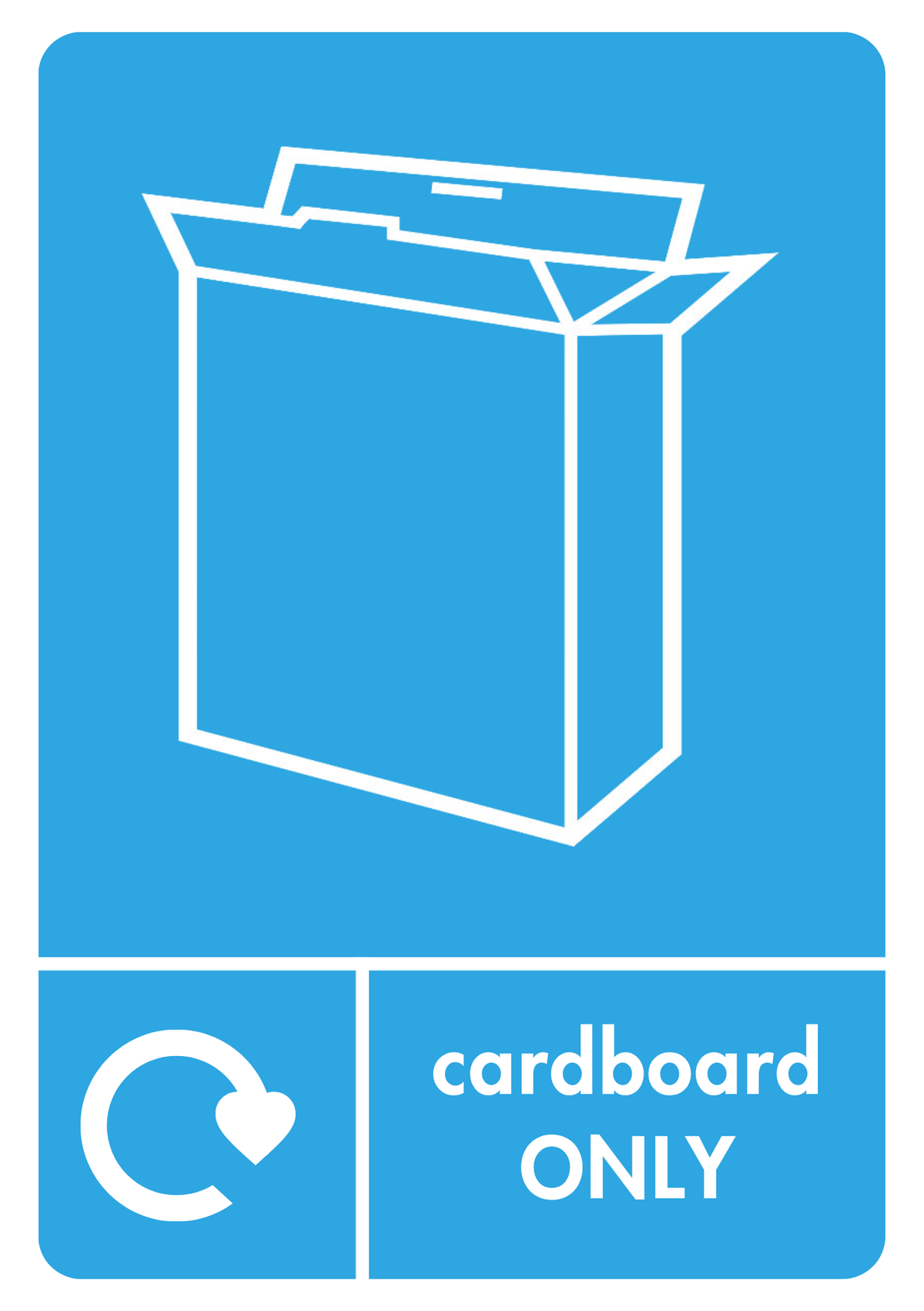 A5 Cardboard ONLY Recycling Sticker