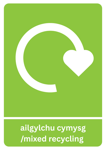 Sticer Ailgylchu Cymysg A5