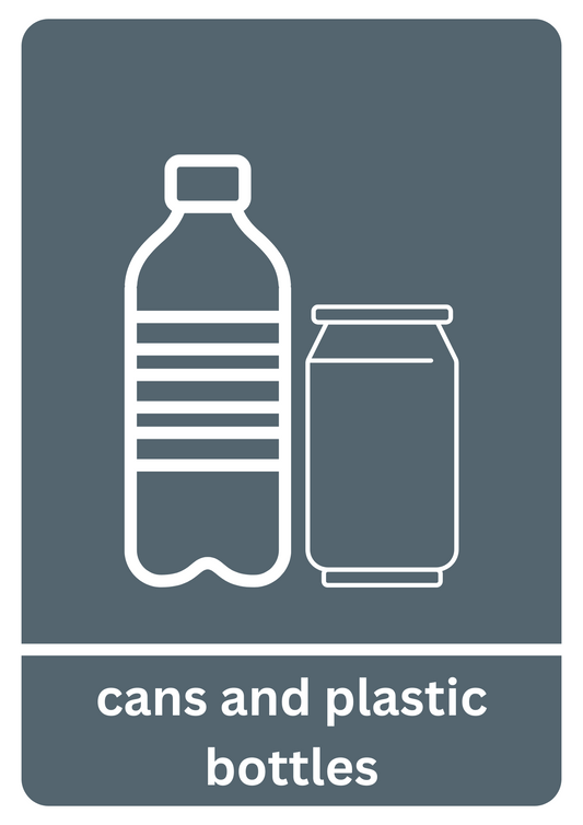 A5 Cans and Plastic Bottles Recycling Sticker