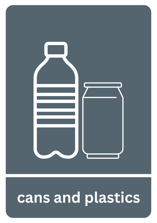 A5 Cans and Plastics Recycling Sticker