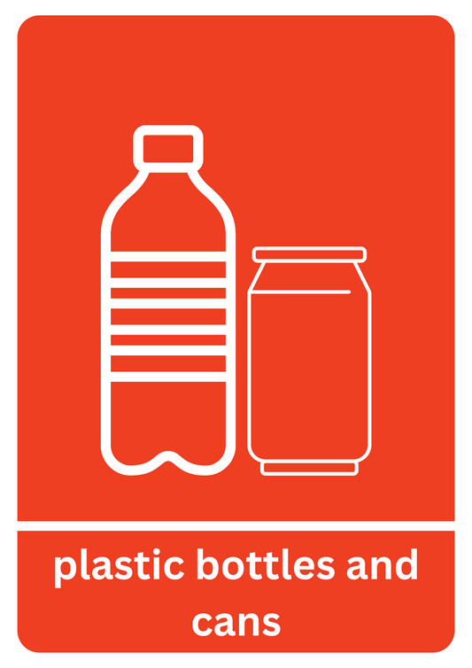 A5 Plastic Bottles and Cans Recycling Sticker