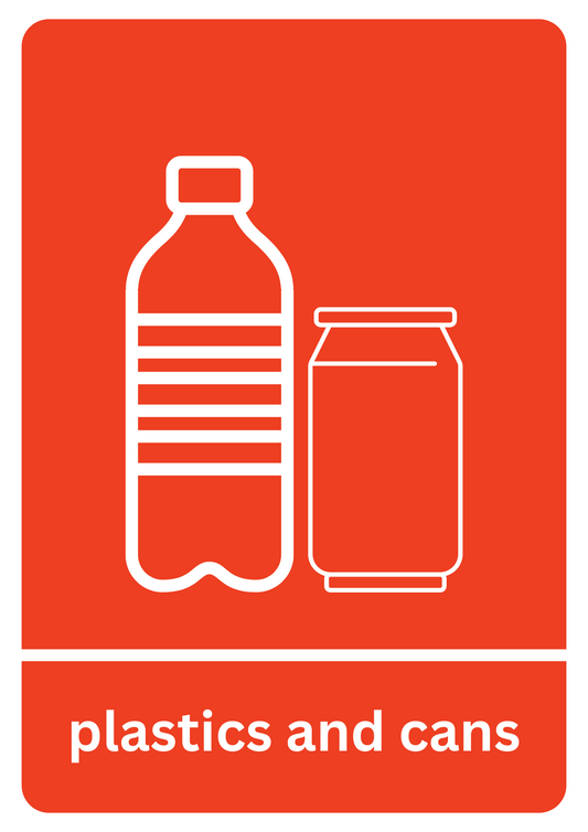 A5 Plastics and Cans Recycling Sticker