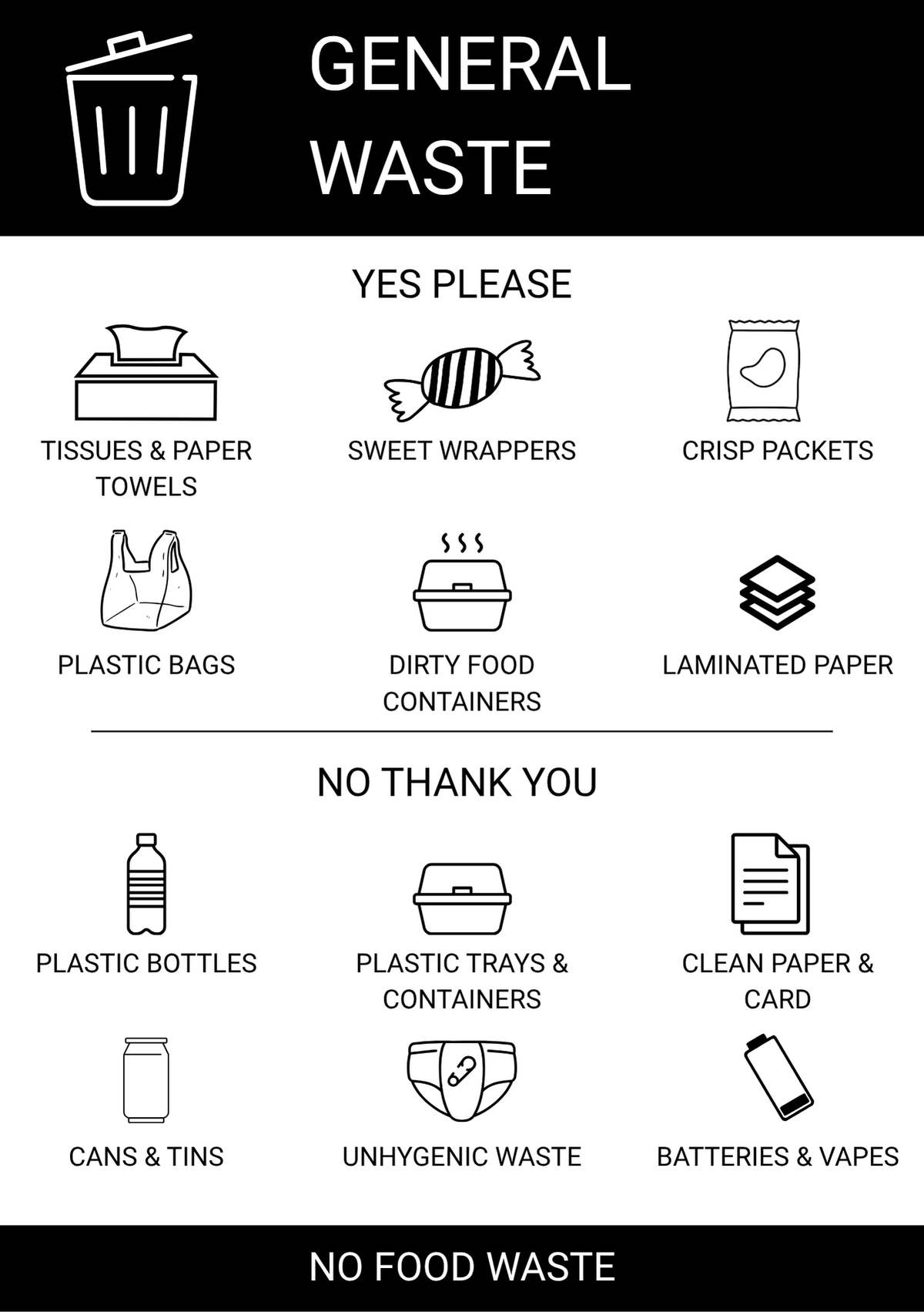 Professional A4 General Waste Sticker
