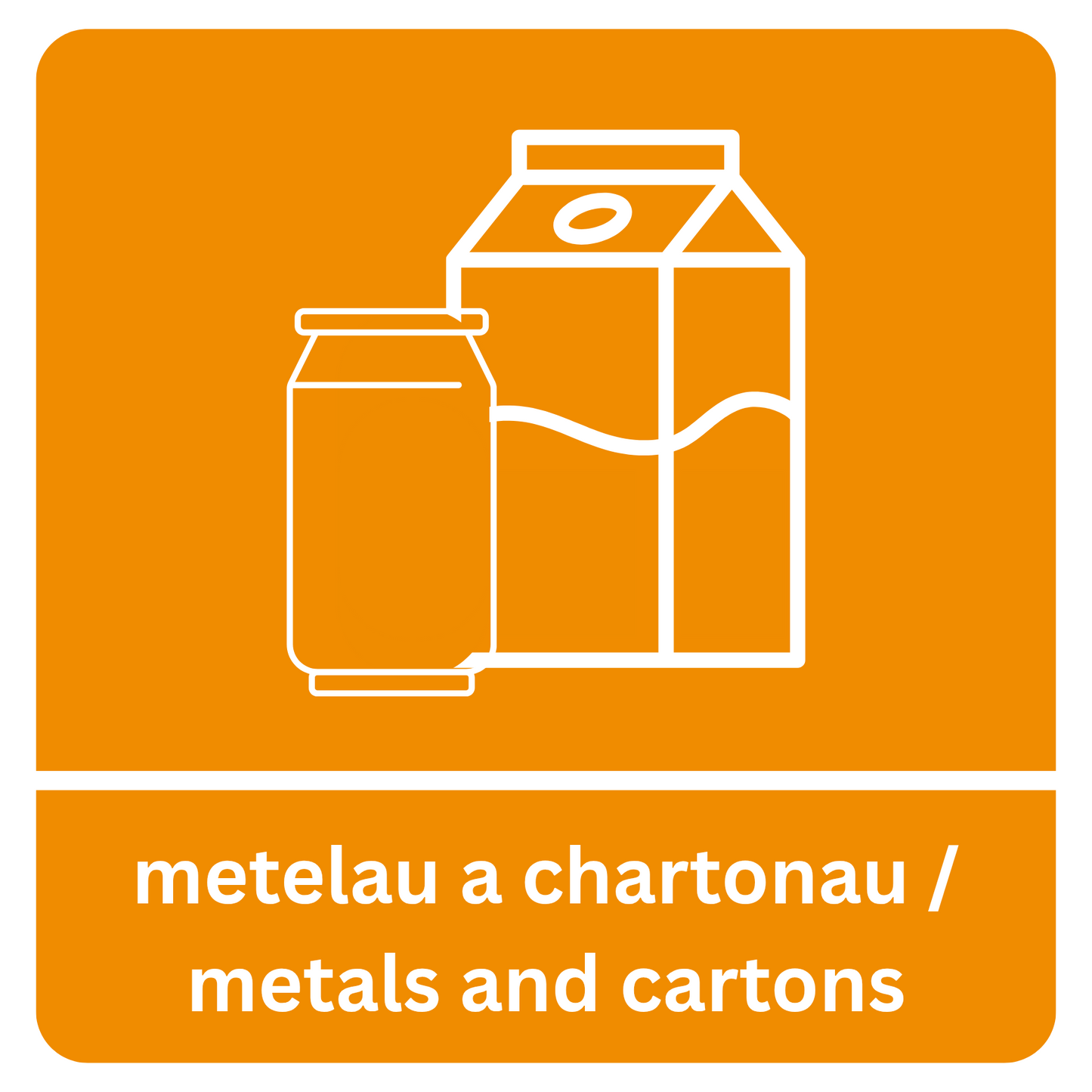 Bilingual Metals and Cartons Sticker