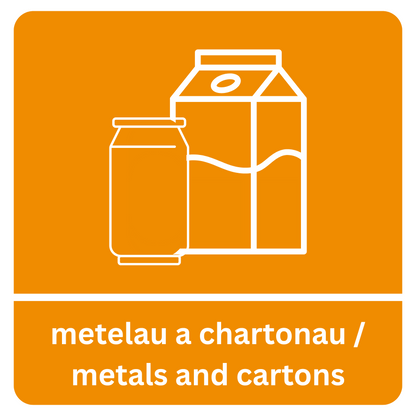 Bilingual Metals and Cartons Sticker