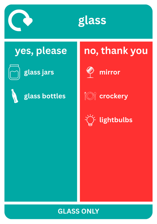 Detailed A4 Glass Recycling Sticker