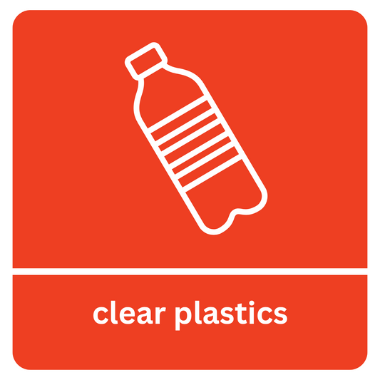 Square Clear Plastics Recycling Sticker