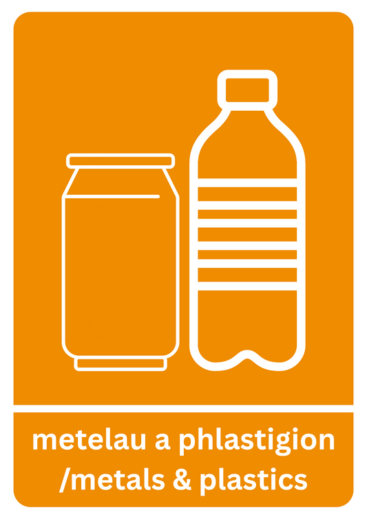 A5 Bilingual Metals and Plastics Sticker