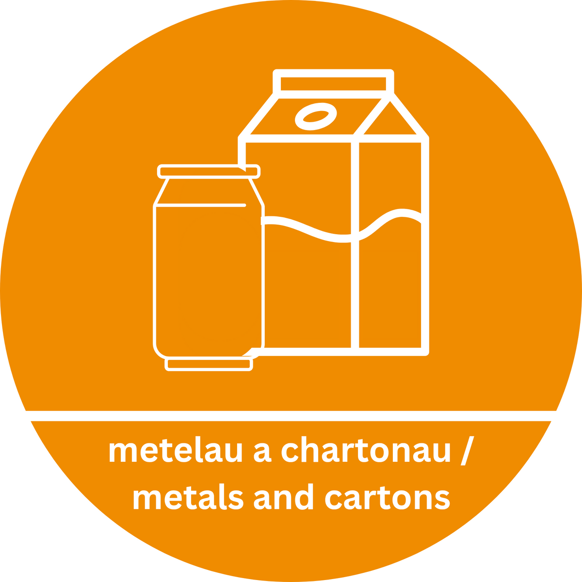 Bilingual Metals and Cartons Sticker