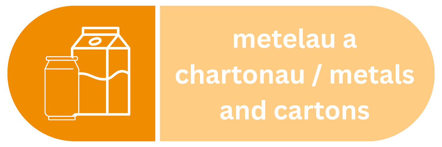 Bilingual Metals and Cartons Sticker